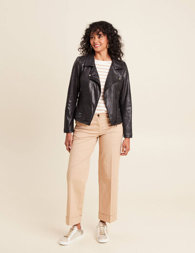 Veste esprit motard zippée noir femme
