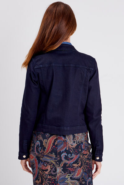Veste droite en jean noir femme