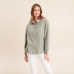 Chemise ample en velours milleraie vert clair femme