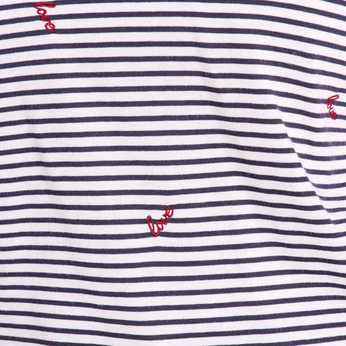 T-shirt droit broderie manches courtes bleu femme