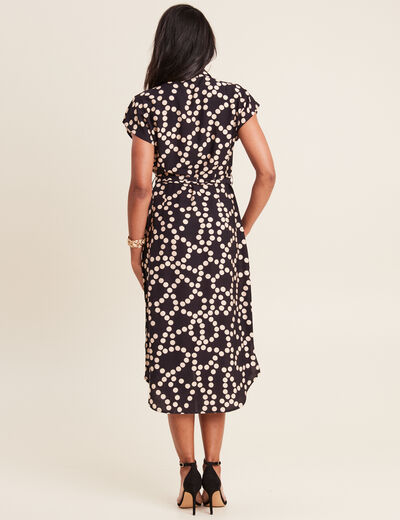 Robe chemise midi ceinturée noir femme