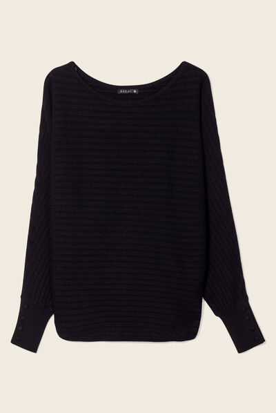 Pull manches longues noir femme