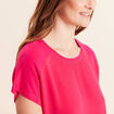T-shirt bi-mati&egrave;re manches courtes rose fushia femme
