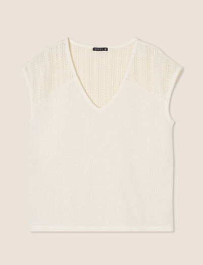T-shirt manches courtes ecru femme