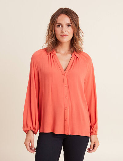 Chemise manches longues rouge foncé femme