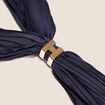 Foulard satin&eacute; bleu marine femme