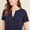 T-shirt manches courtes bleu marine femme