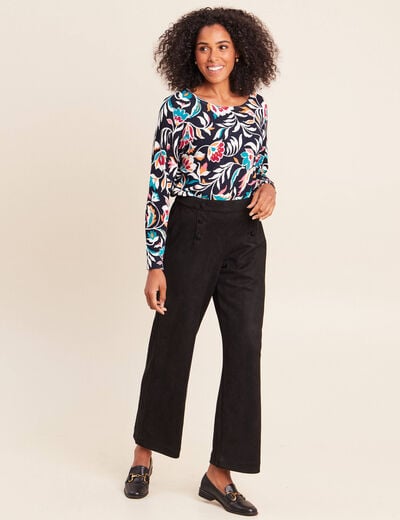 Pull manches longues bleu femme