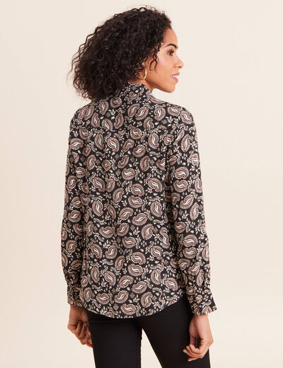 Chemise cintr&eacute;e manches longues fluide noir femme