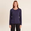 T-shirt thermique ajust&eacute; manches longues bleu marine femme