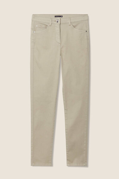 Pantalon léger taille haute 7/8ème vert clair femme