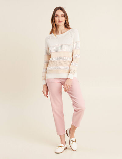 Pull manches longues beige femme