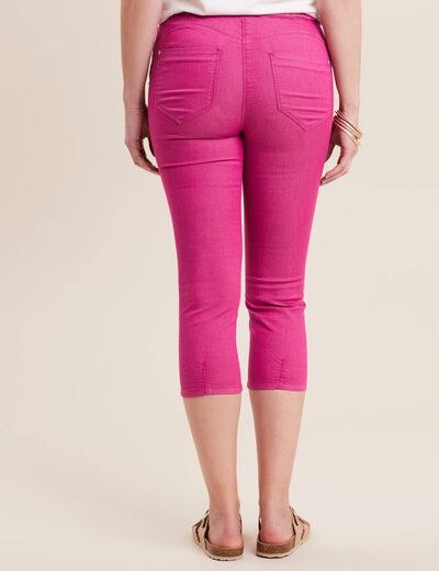 Pantacourt ajusté taille haute rose fushia femme