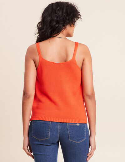 D&eacute;bardeur droit court col rond orange fonc&eacute; femme