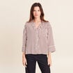 Chemise ample manches 3/4 marron femme