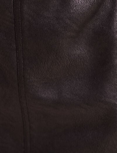 Jupe doubl&eacute;e en similicuir noir femme