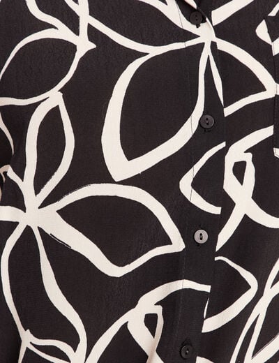 Chemise ample mi-longue manches longues noir femme