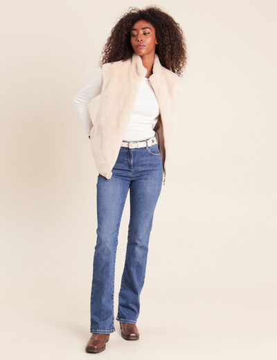 Veste col montant doubl&eacute;e ecru femme