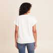 T-shirt col v manches courtes brillant ecru femme