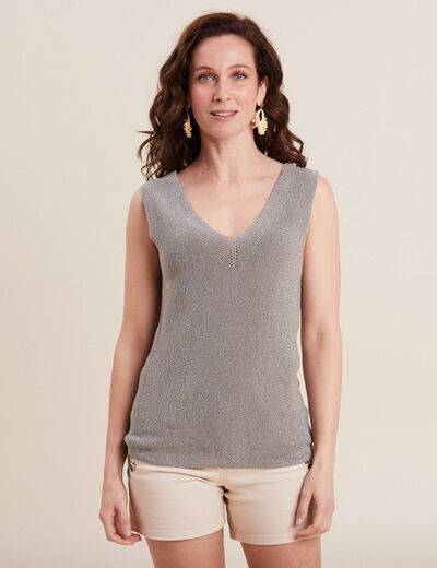 Pull débardeur à bretelles vert clair femme