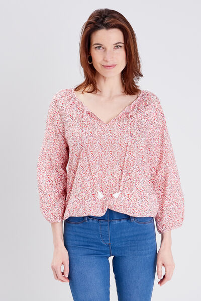 Blouse manches 3/4 ecru femme