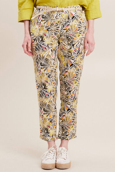 Pantalon à ceinture vert femme