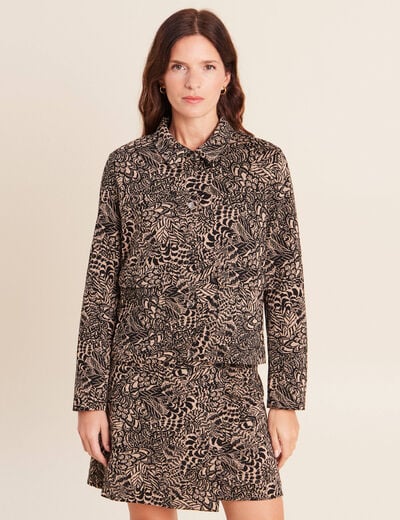 Veste droite doubl&eacute;e beige femme