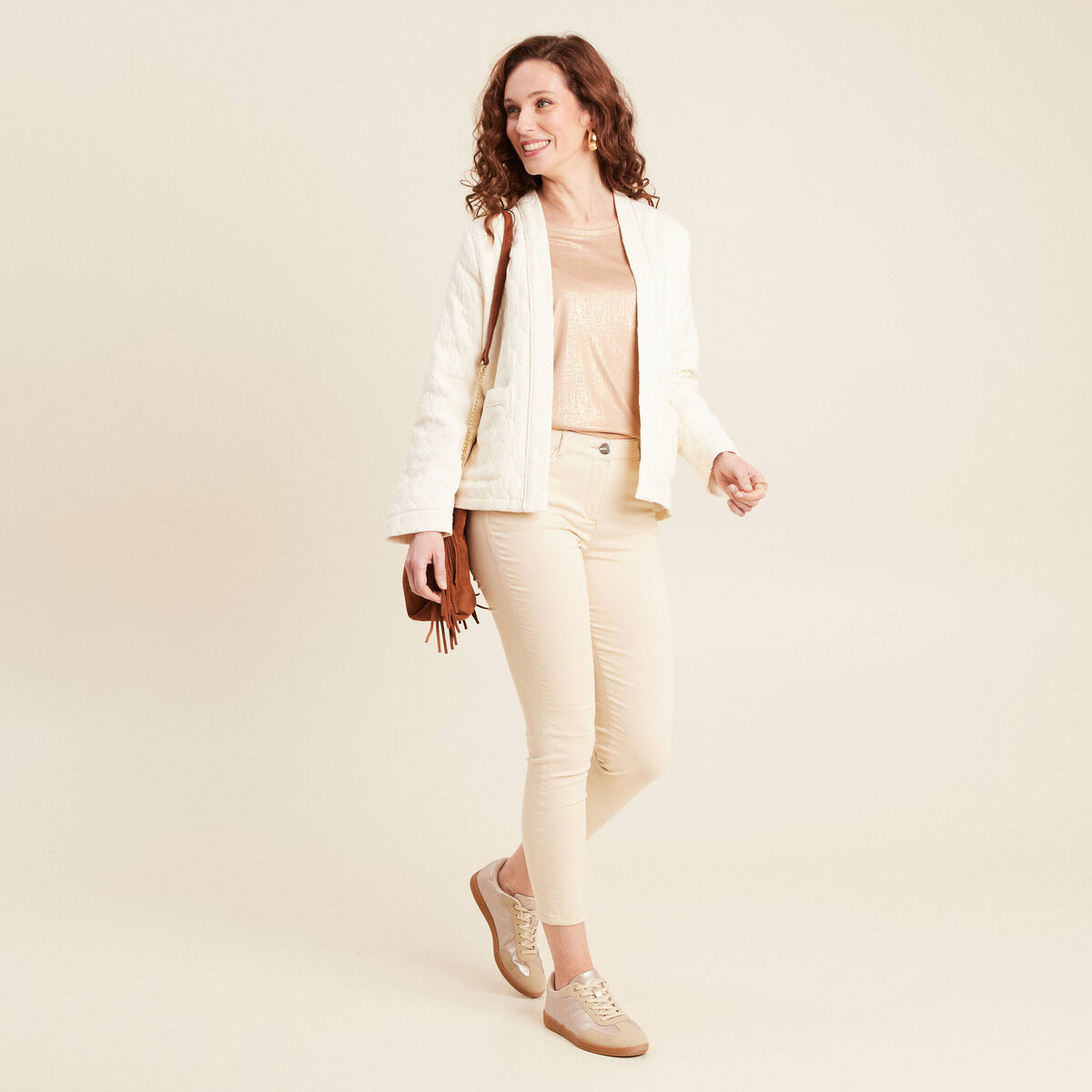Veste matelassée ecru femme
