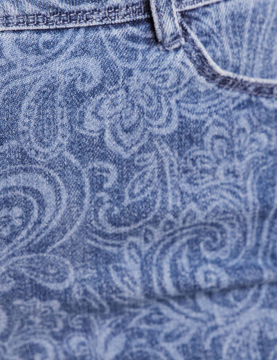 Jean droit 7/8&egrave;me taille bascul&eacute;e denim stone femme