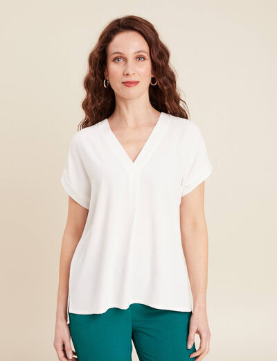 Blouse manches courtes ecru femme