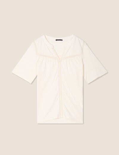 T-shirt manches courtes ecru femme