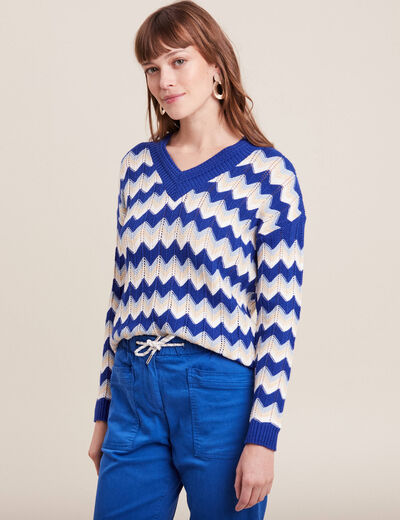 Pull confectionné en France bleu femme