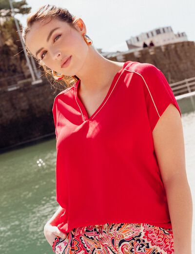 T-shirt manches courtes rouge femme