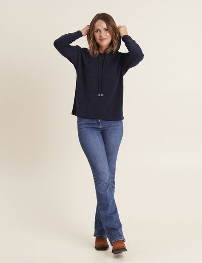 Sweat à capuche bleu marine femme