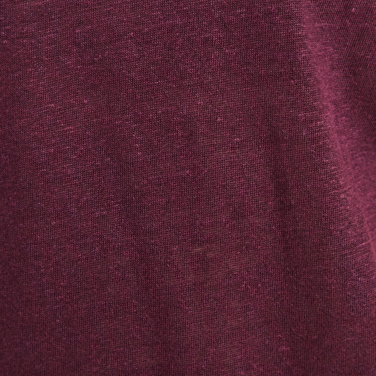 Top col v manches courtes en lin prune femme