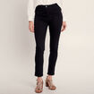 Jean ajusté taille standard 7/8ème noir femme