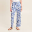 Pantalon ample taille haute bleu femme