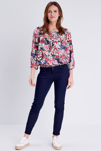 Blouse manches 3/4 orange foncé femme