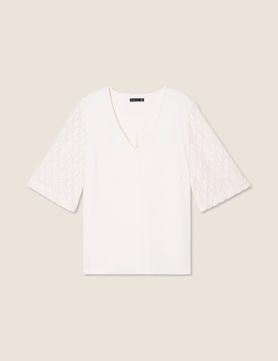 Blouse manches 3/4 ecru femme
