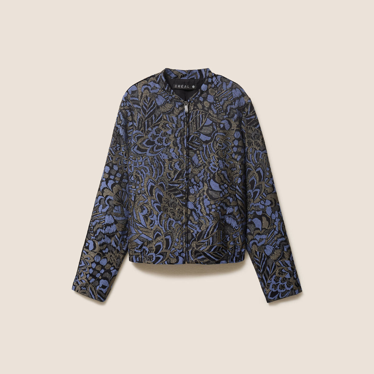 Veste bas resserr&eacute; manches longues bleu femme
