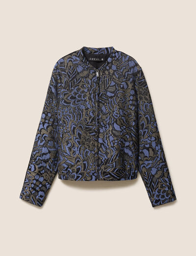 Veste bas resserr&eacute; manches longues bleu femme