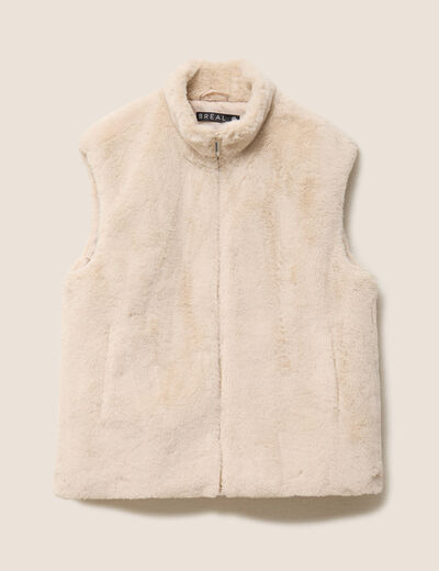 Veste col montant doubl&eacute;e ecru femme