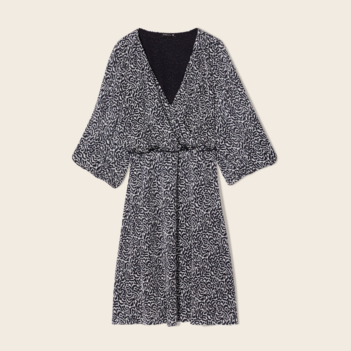 Robe évasée plissée noir femme