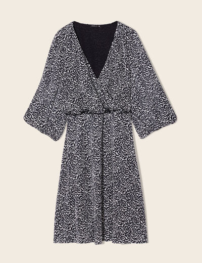 Robe évasée plissée noir femme