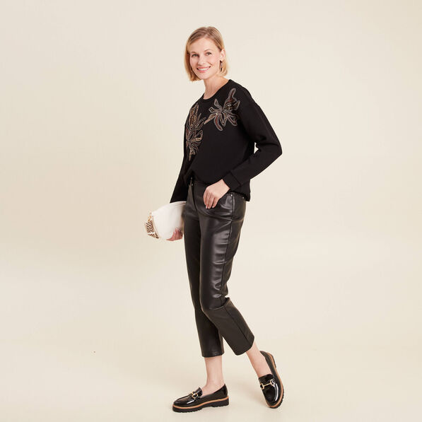 Sweat manches longues sequins noir femme