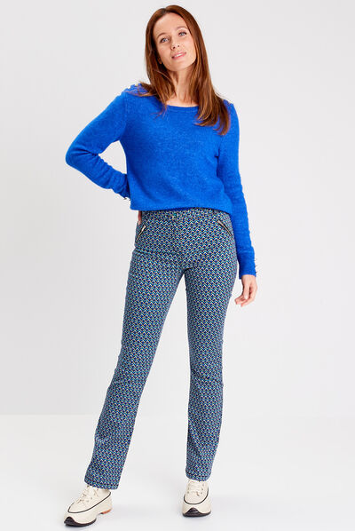 Pull manches longues bleu electrique femme
