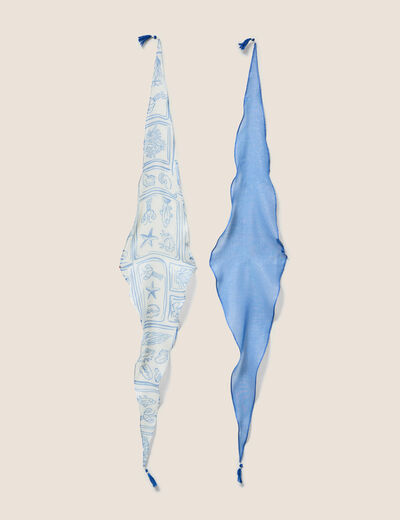 Lot 2 foulards voile transparent bleu ciel femme
