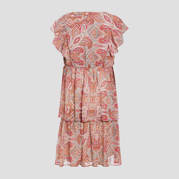 Robe évasée à volants multicolore femme