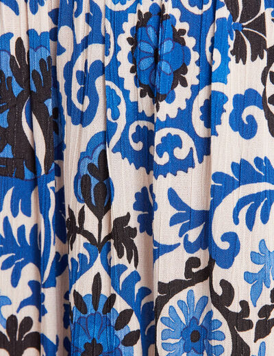 Robe évasée col tunisien bleu femme