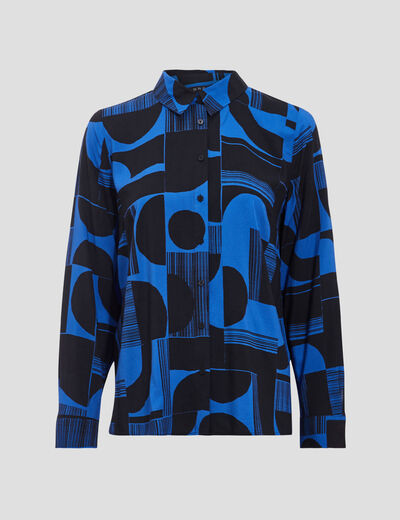 Chemise manches longues bleu electrique femme
